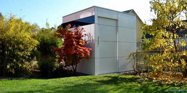 Viel Stauraum in einem Gartenhaus der Firma design@garten