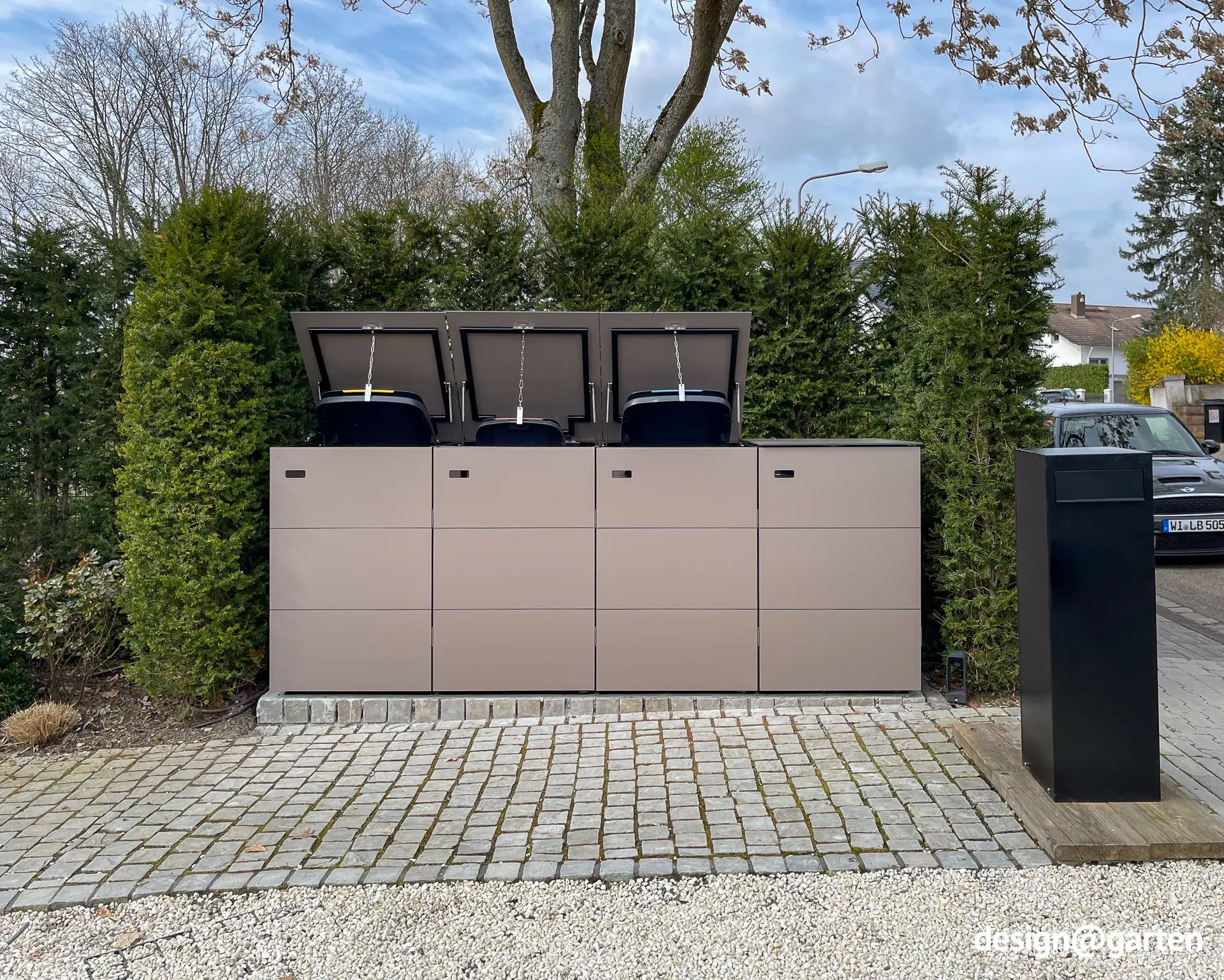 4er Mülltonnenbox mit Deckel