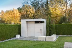 Elegant space extension: the designer garden shed with overhang