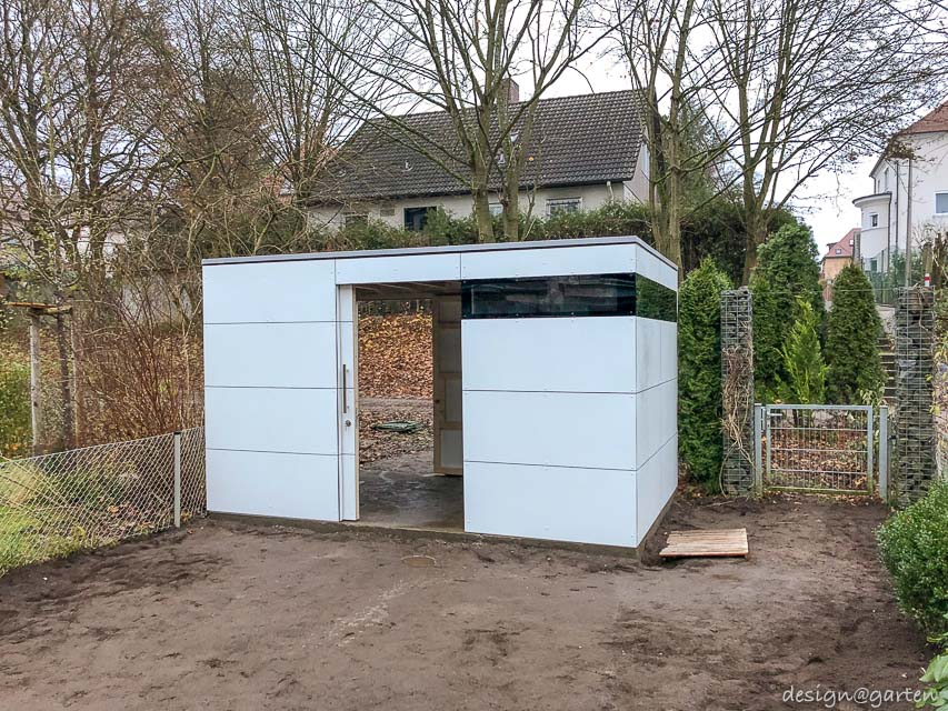 Ordnung im Reihenhausgarten: Cube Gartenhaus aus HPL