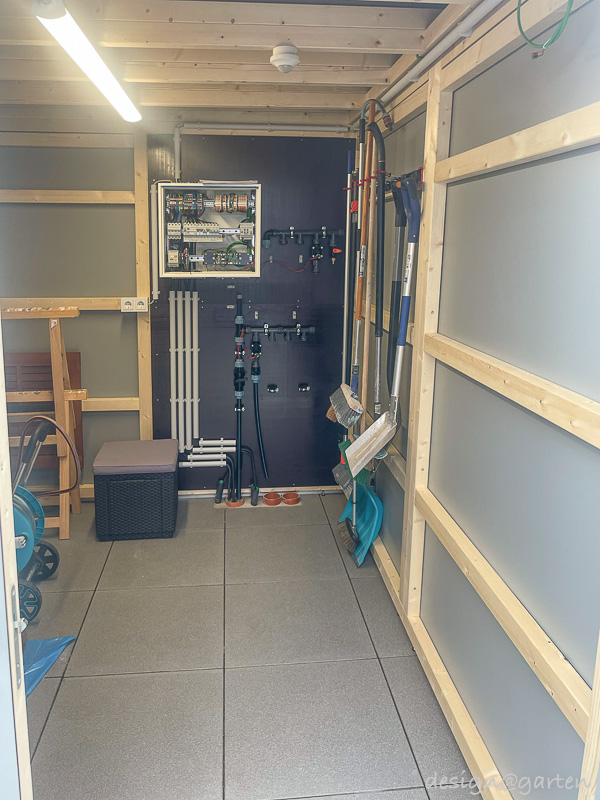 Anschluss für Bewässerungstechnik im Gartenhaus