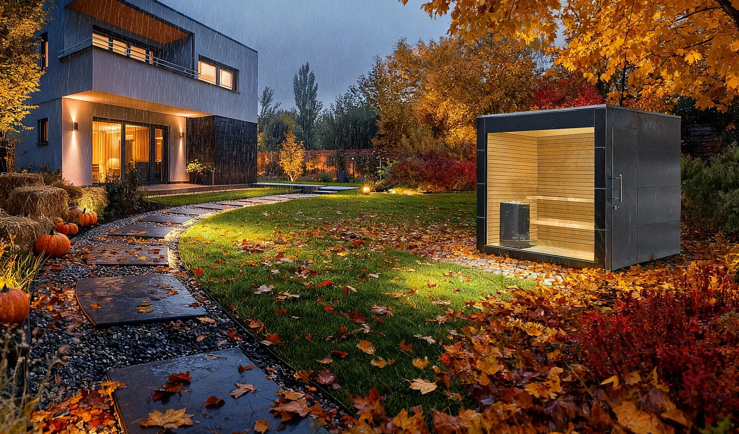 Moderne Design-Gartensauna aus HPL