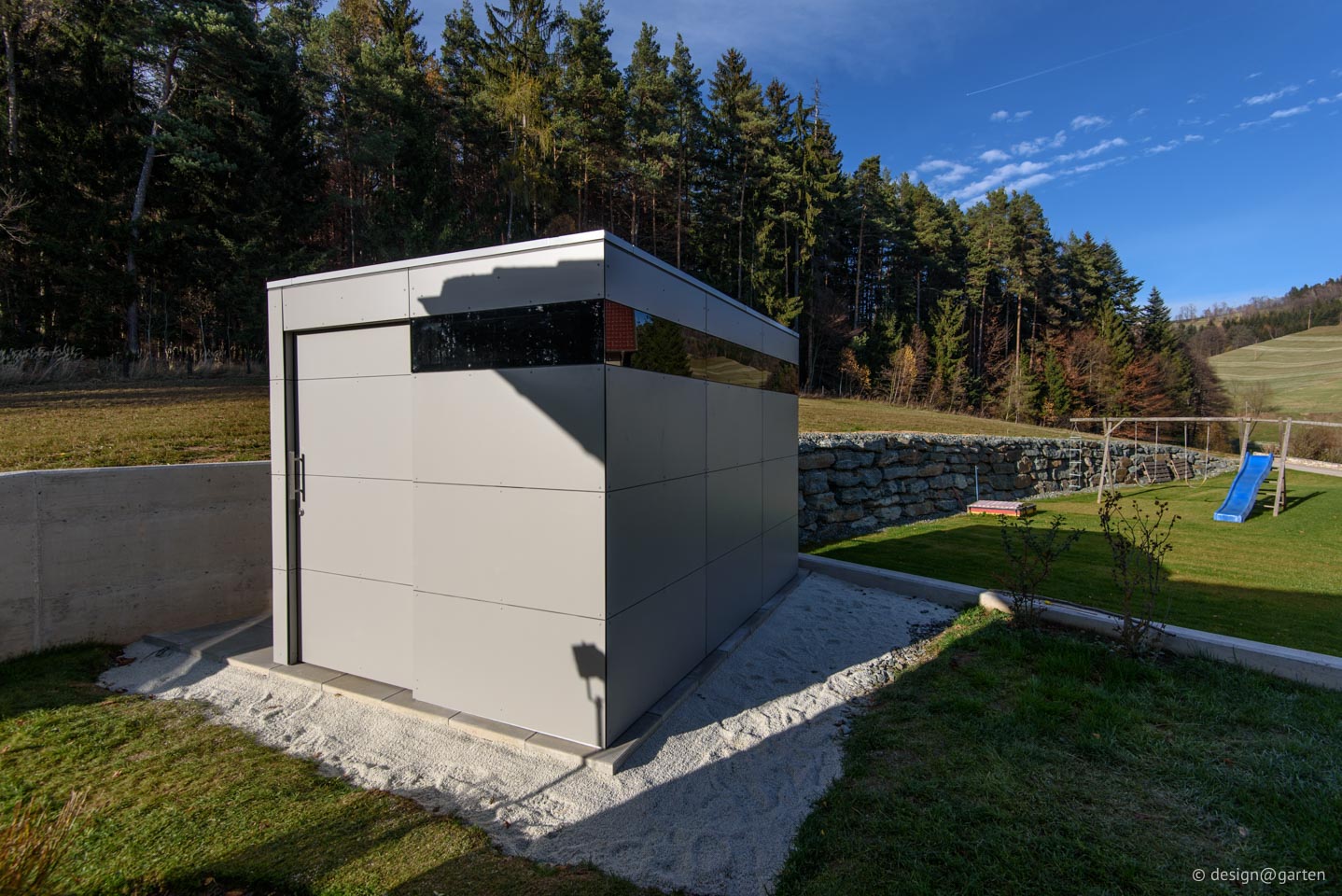 Modern design for generous storage space: the HPL garden shed