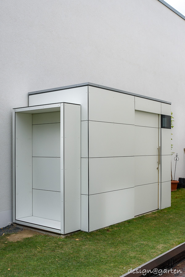 Timeless aesthetics in brilliant white: the HPL tool shed