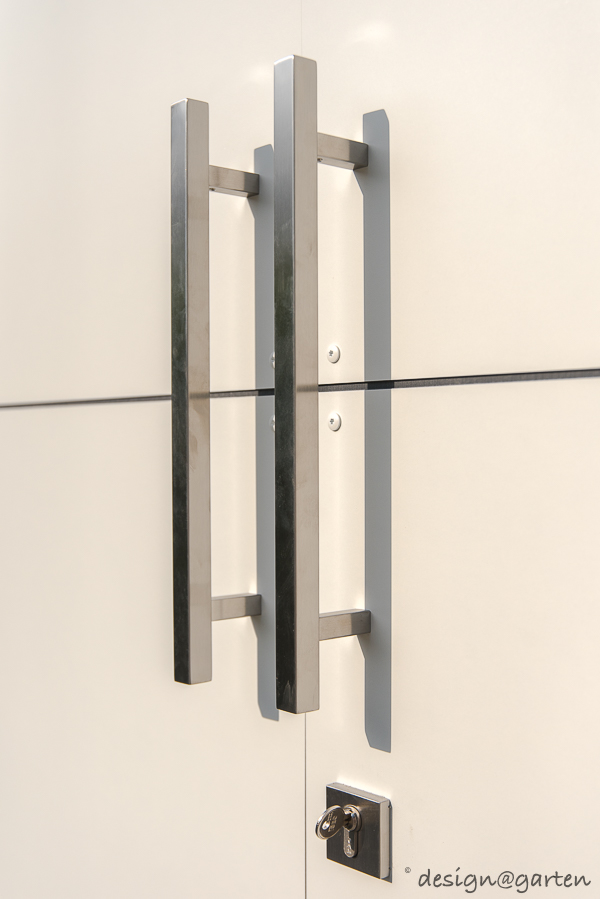 Customised space solution: stylish garden shed made from HPL