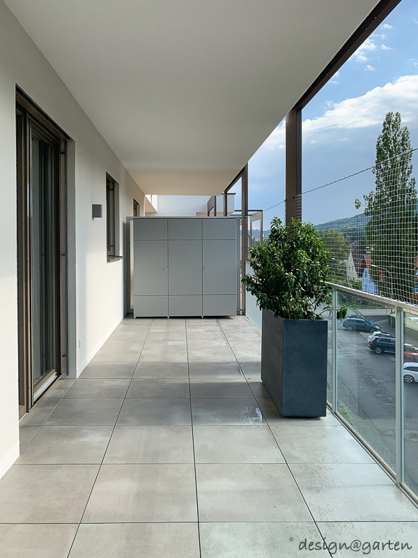 Large balcony cabinet as an efficient storage solution in urban areas