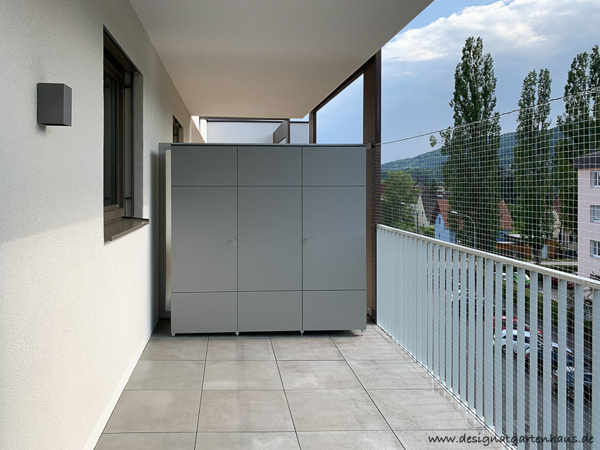 Large balcony cabinet as an efficient storage solution in urban areas