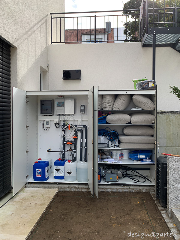 Versatile pool equipment cabinet for a tidy outdoor area