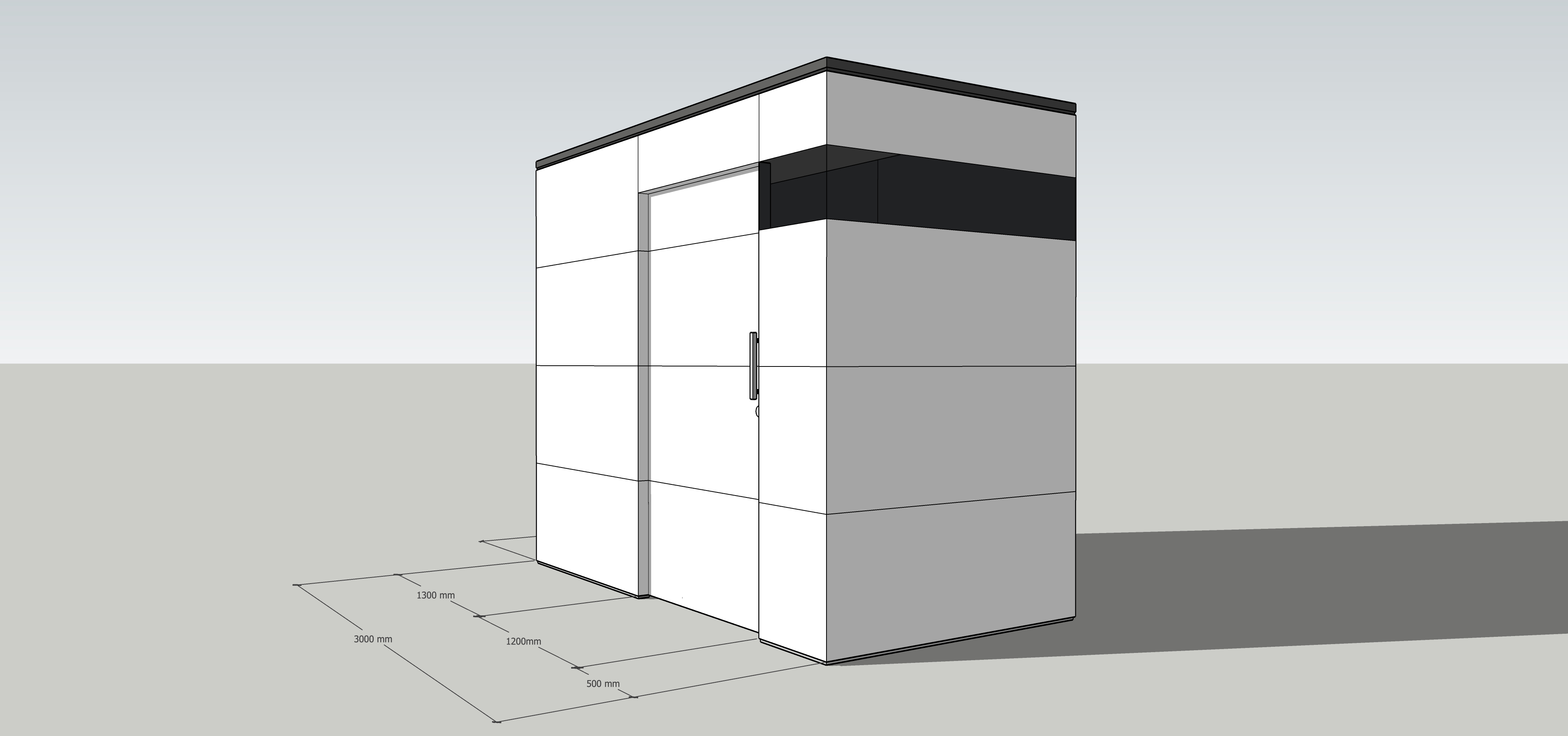 Modern garden shed with visible wooden substructure