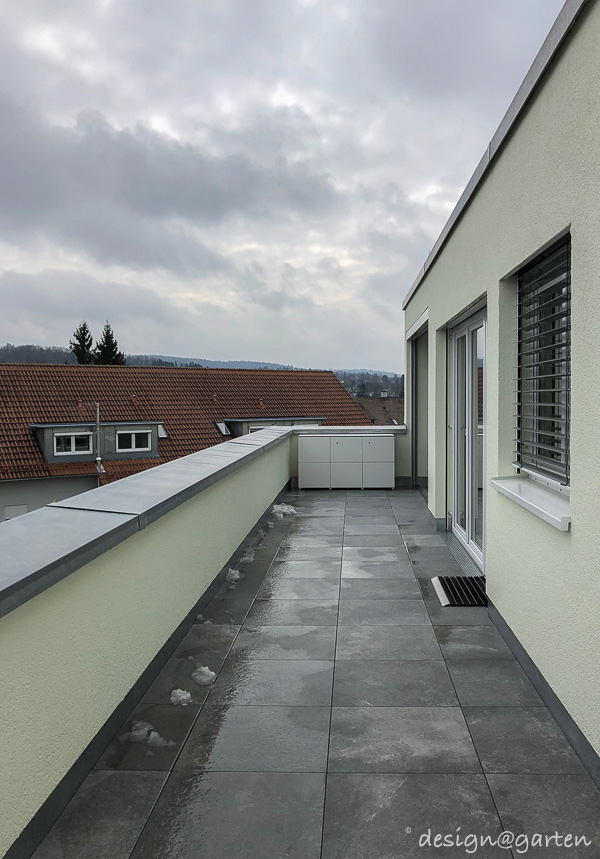 Lockable designer sideboards on an exposed roof terrace in Baienfurt