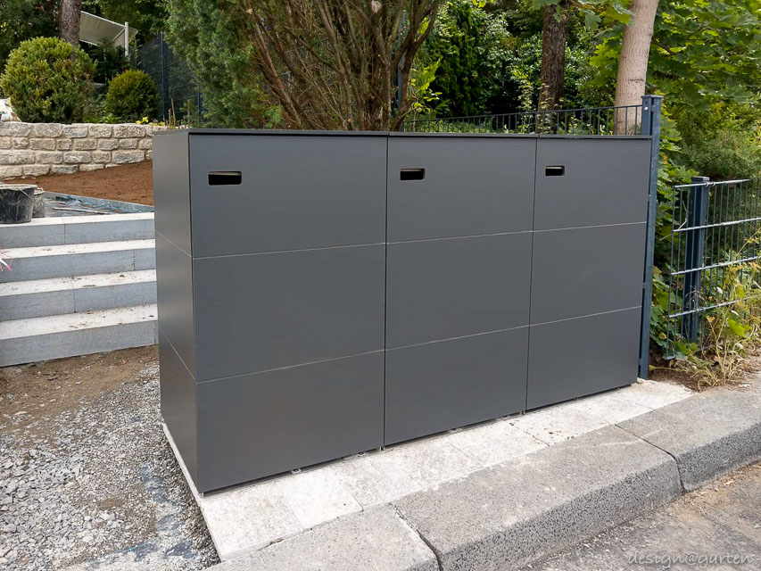 120 litre bin store – three standard bins in one slim anthracite unit
