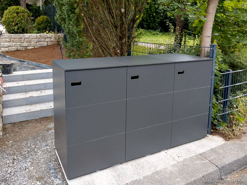 120 litre bin store – three standard bins in one slim anthracite unit