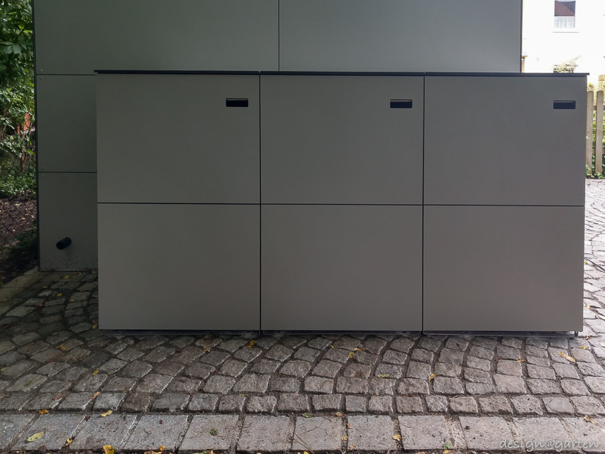 HPL bin storage unit: neat storage for 240-litre bins