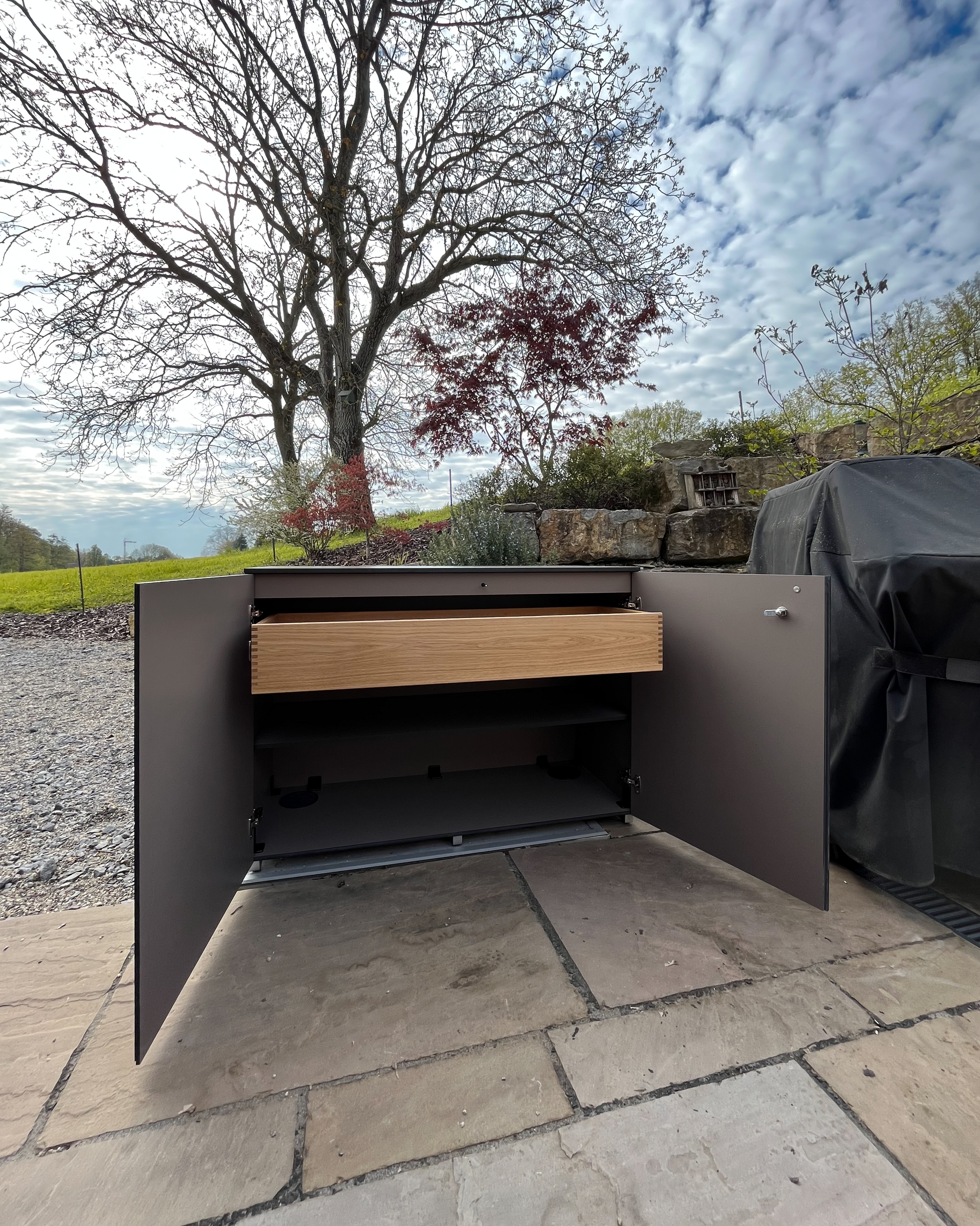 Sideboard made of HPL in the colour Tuscany