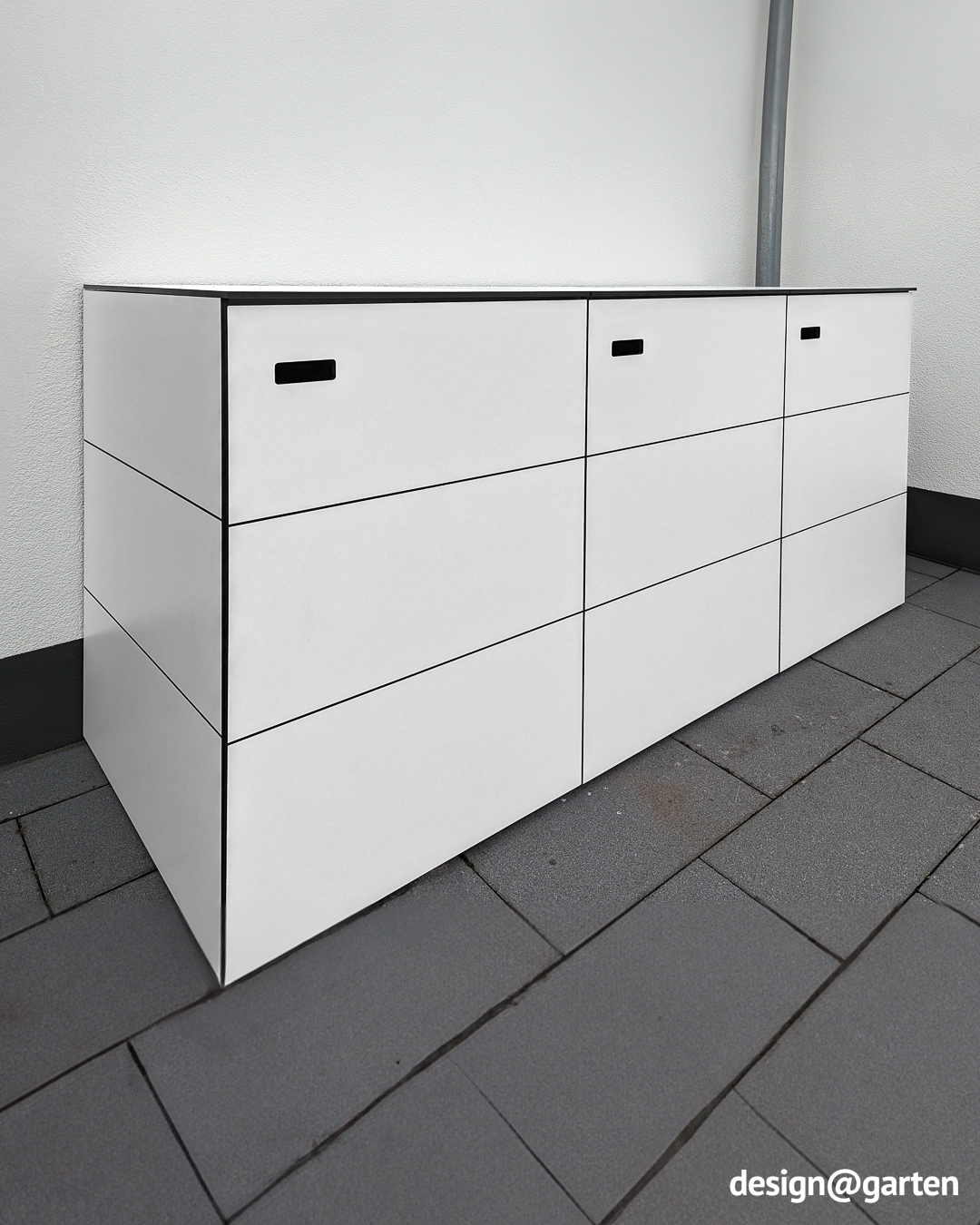 White bin shelter for 3 x 240-litre bins