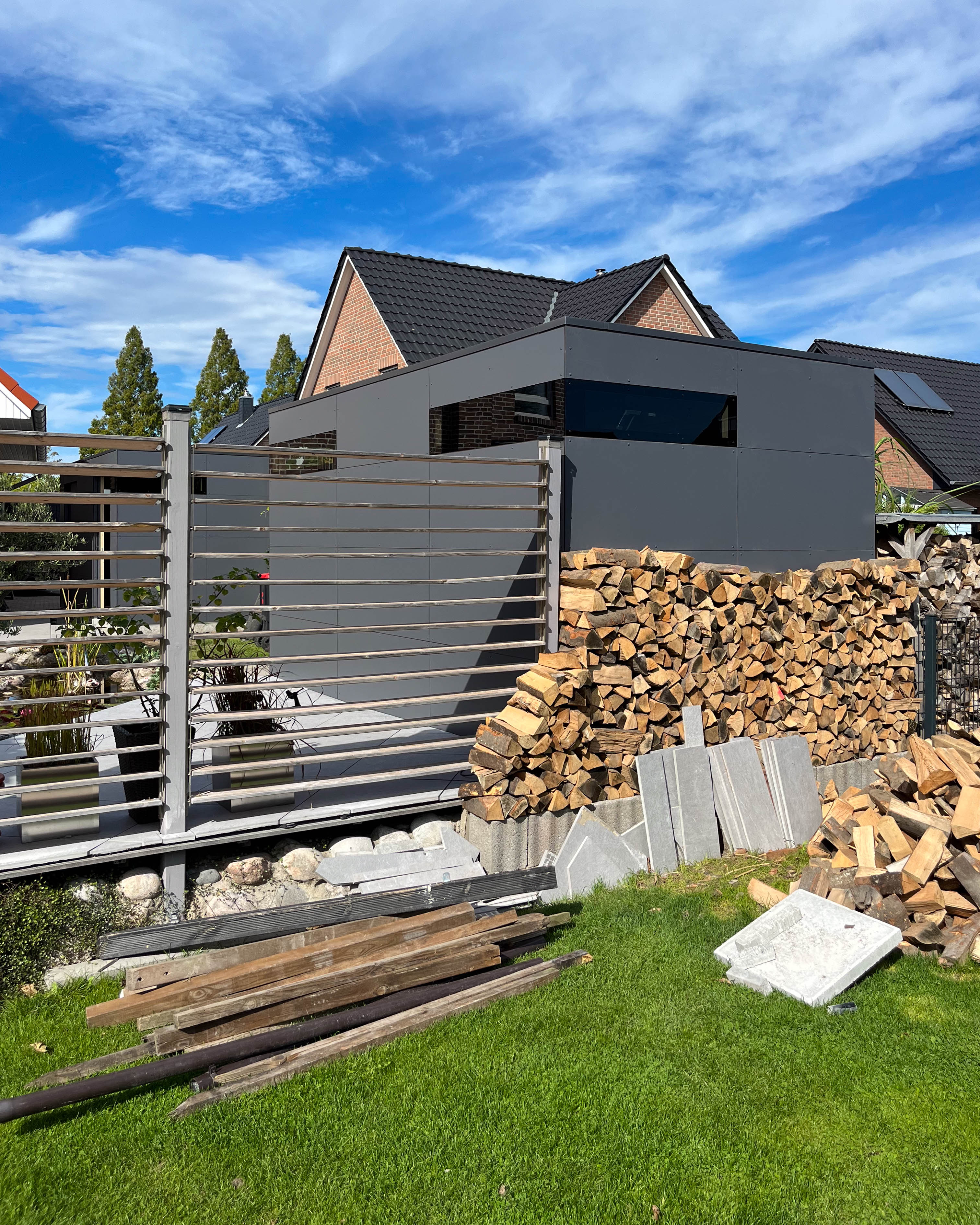 Two designer garden sheds: storage space in a double pack