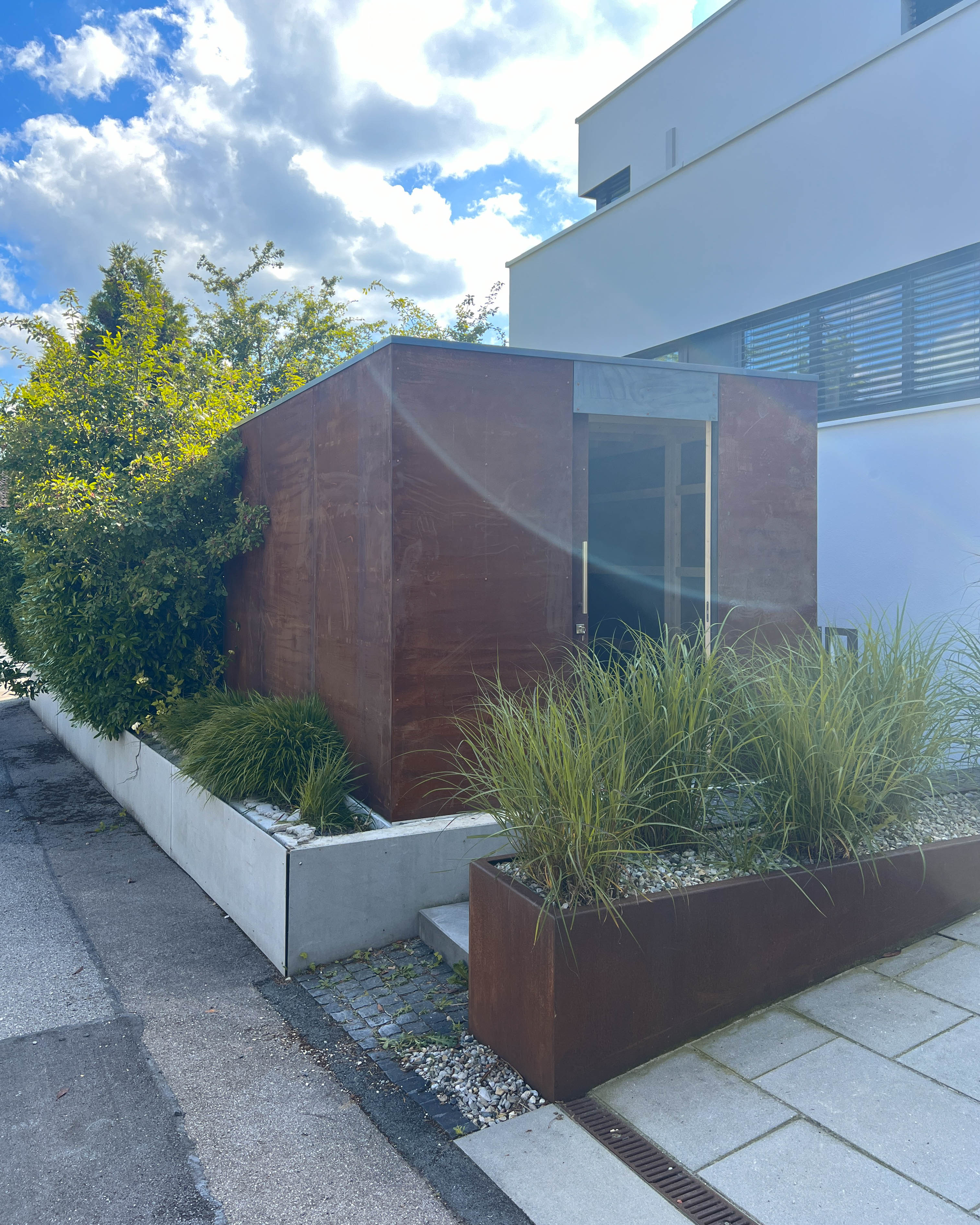 Corten steel garden shed