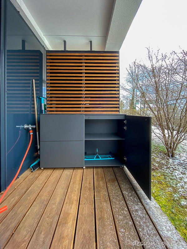 Aparador para terraza resistente a la intemperie: estética funcional en el exterior