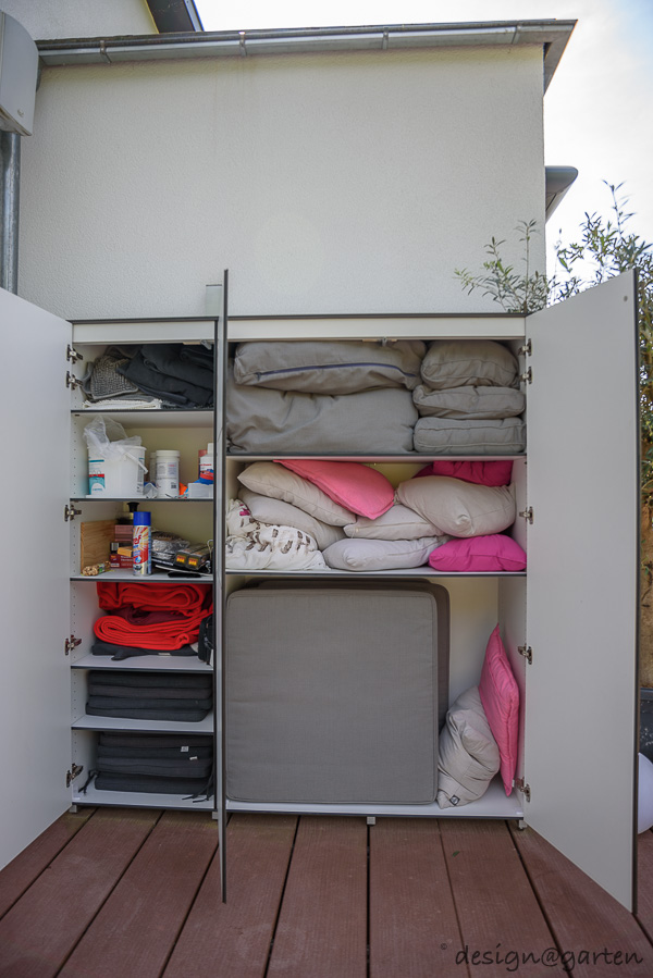 Optimisation de l'espace de rangement : armoire de jardin XXL pour coussins