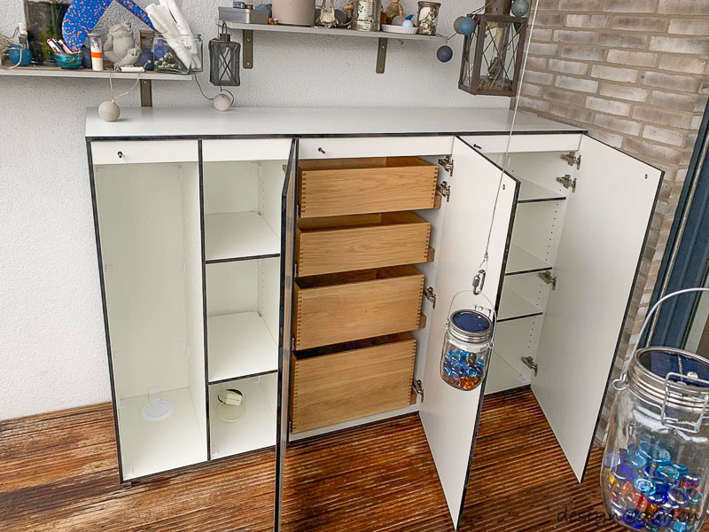 Grande armoire de terrasse de 180 cm de large, un espace de rangement miracle configurable individuellement