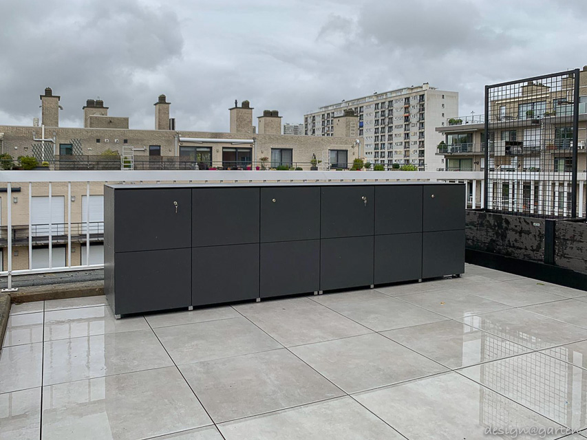 Armoires sur mesure résistantes aux intempéries pour balcons et terrasses de toit dans toute l'Europe