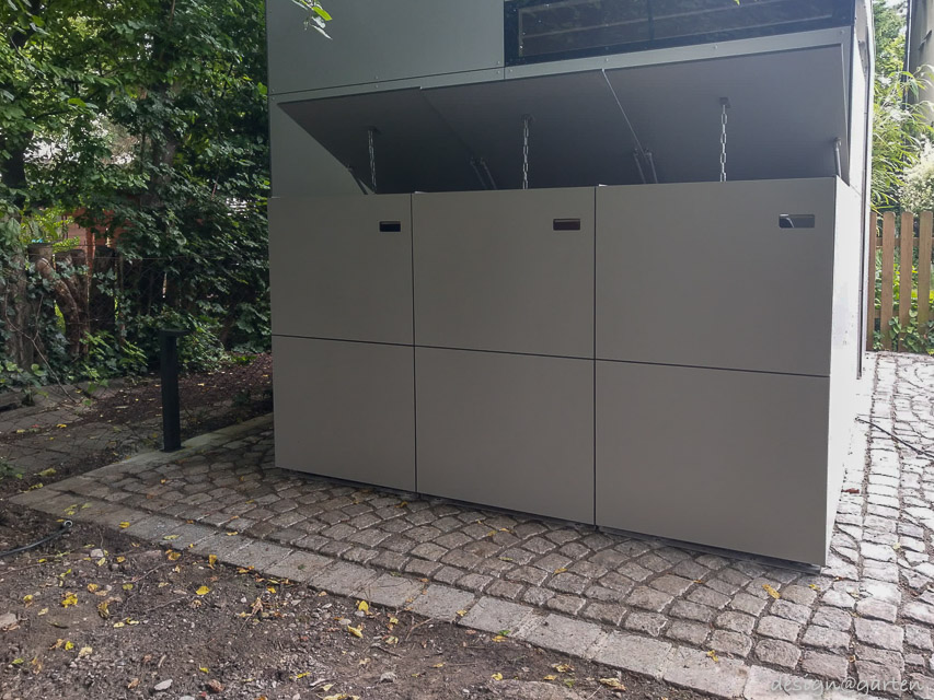 Abri pour poubelles en HPL : un rangement élégant pour les poubelles de 240 litres