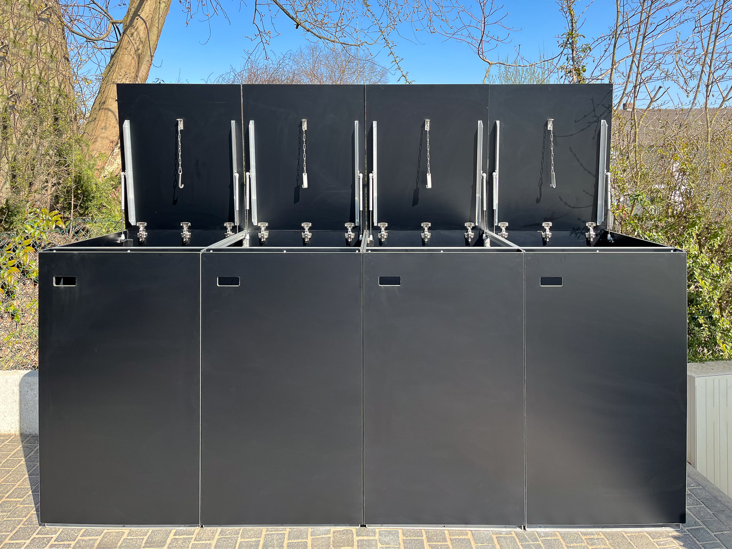 Cache poubelle 4 poubelles moderne en HPL anthracite