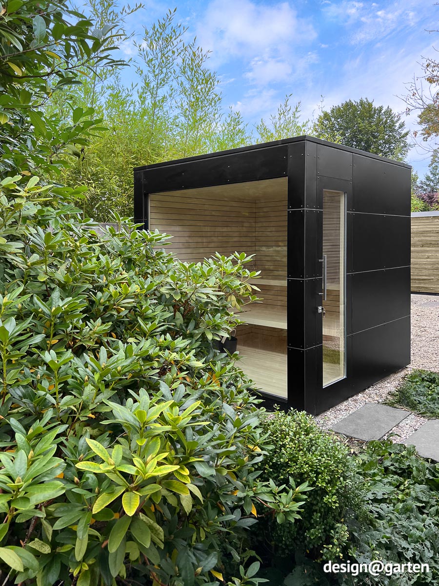 Sauna de jardin design noir en HPL