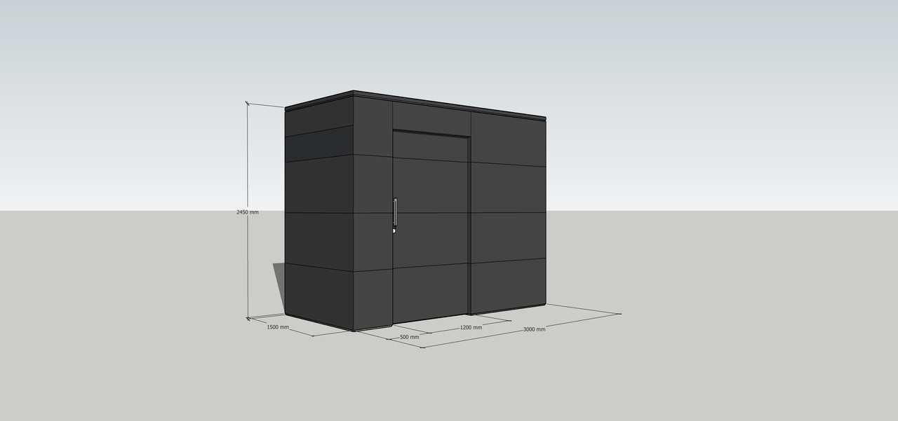 Moderna pool house in elegante nero: una dichiarazione di stile