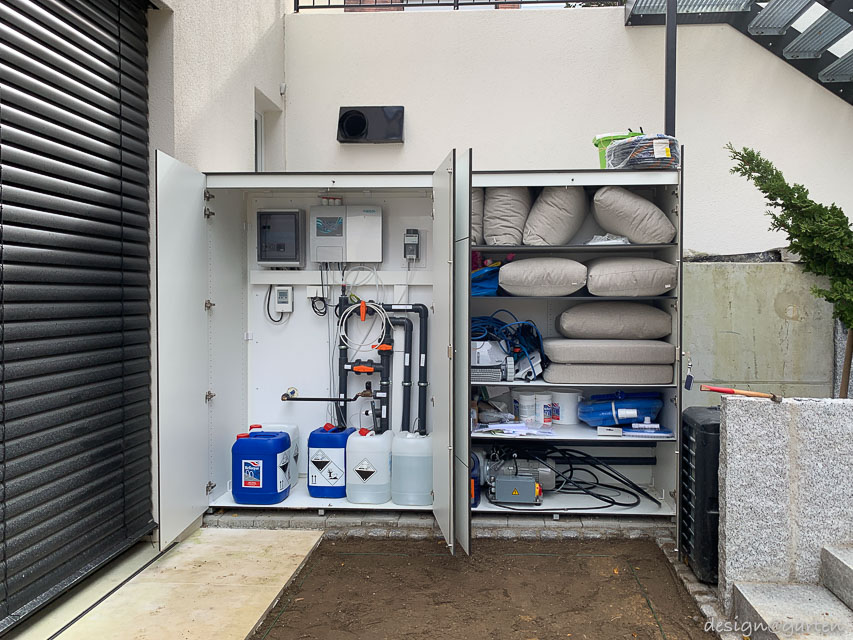 Armadio versatile per attrezzature tecniche per piscine per un'area esterna ordinata